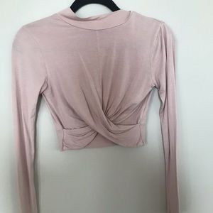 Ribbed Twist Blush Long Sleeve Crop Top Size: 2